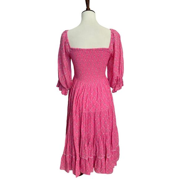 LoveShackFancy Rigby Midi Pink Floral Dress - Picture 2 of 3